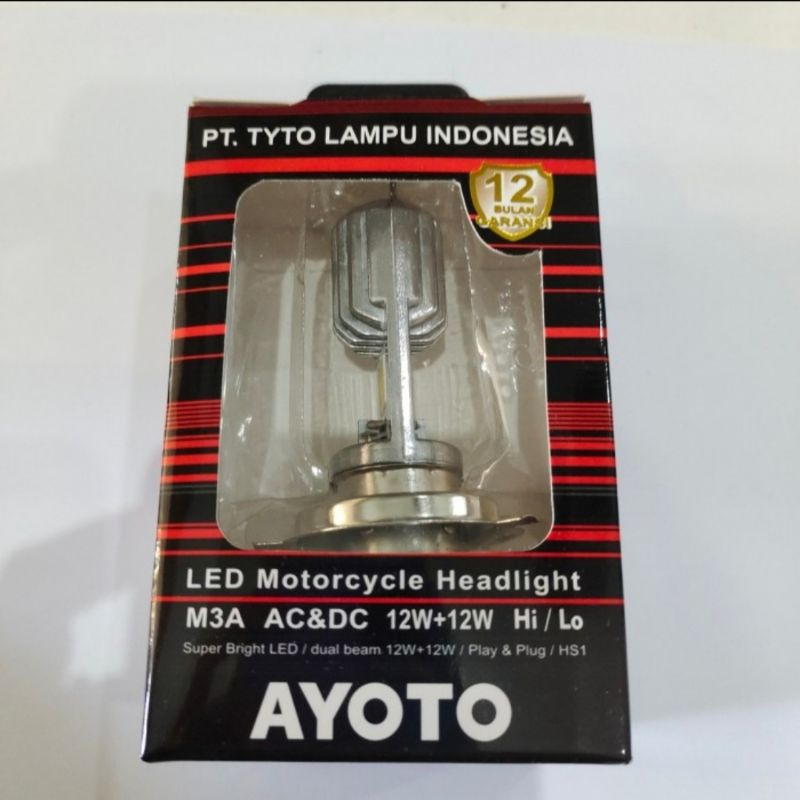 [AYOTO] LAMPU DEPAN (HEADLAMP) H4 LED M3A AC DC UNTUK MOTOR LAKI