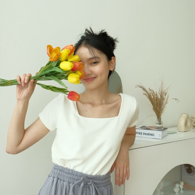 Aikou Square Neck Top Tank Top Basic Crop Top