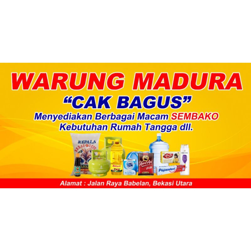 Jual Spanduk Banner Toko Sembako Warung Madura Kelontong Custom Desain