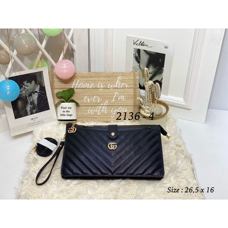 Clutch 3 Ruang Wanita 2136L Caviar Premium