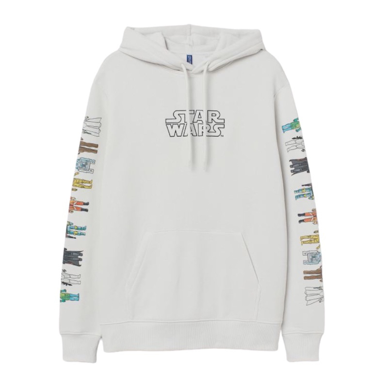 ( 8.8 ) Hoodie H&amp;M Unisex Bordir Star Wars White Putih, Flecee Katun Lembut Tebal, Free Papperbag