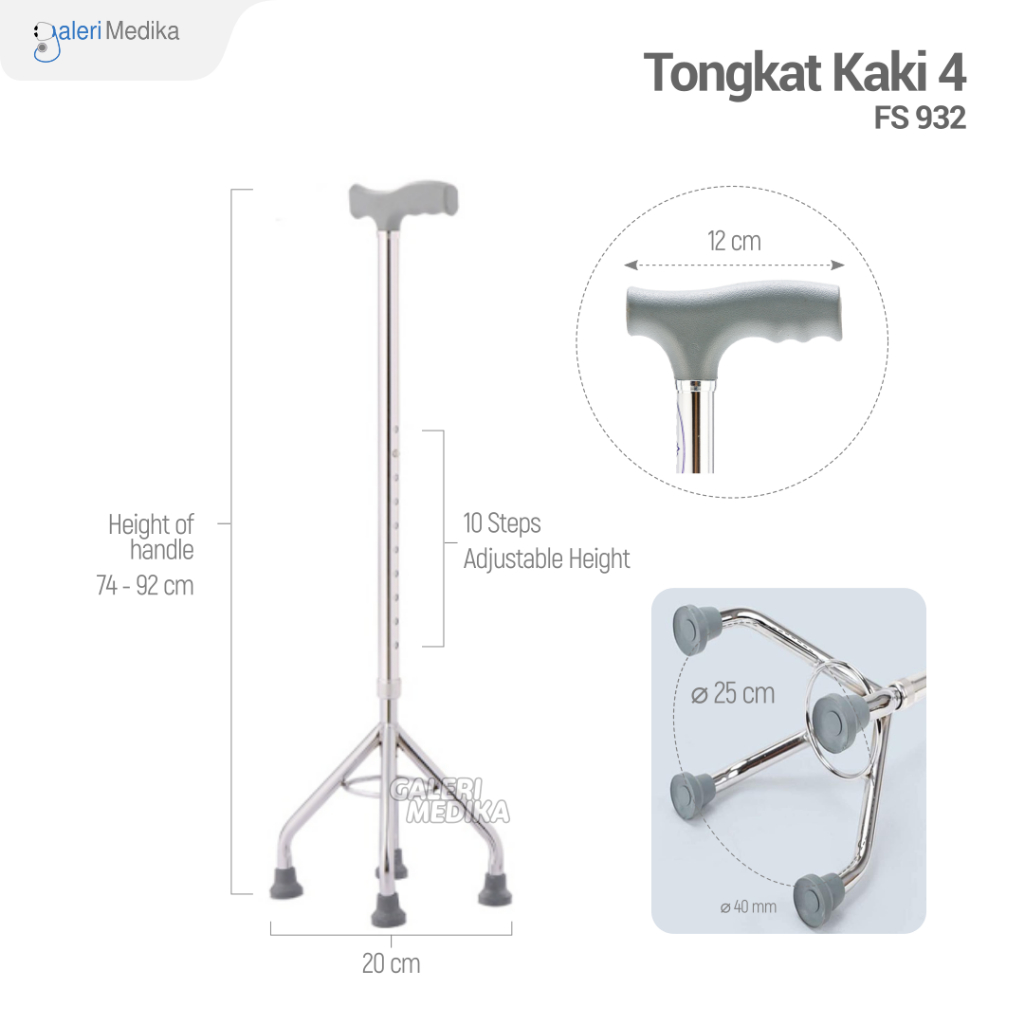 Tongkat Jalan kaki 4 FS932 / FS-932 / FS 932 - Tongkat Jalan Orang Tua Alumunium / Tongkat Kaki 4 GEA