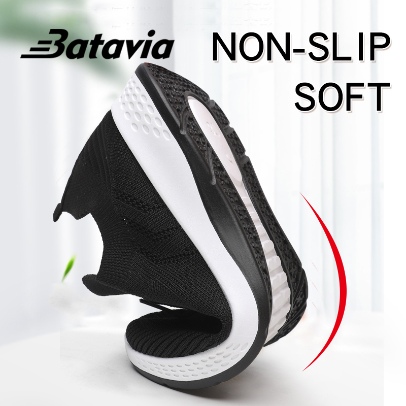 Batavia Batavia Wanita Kanvas slip no dewasa Sepatu Terbaru Sepatu Wanita Kasual Flat Nyaman Sepatu Wanita Rajutan Bernapas Sepatu Wanita Olahraga Jogging Sepatu  D4