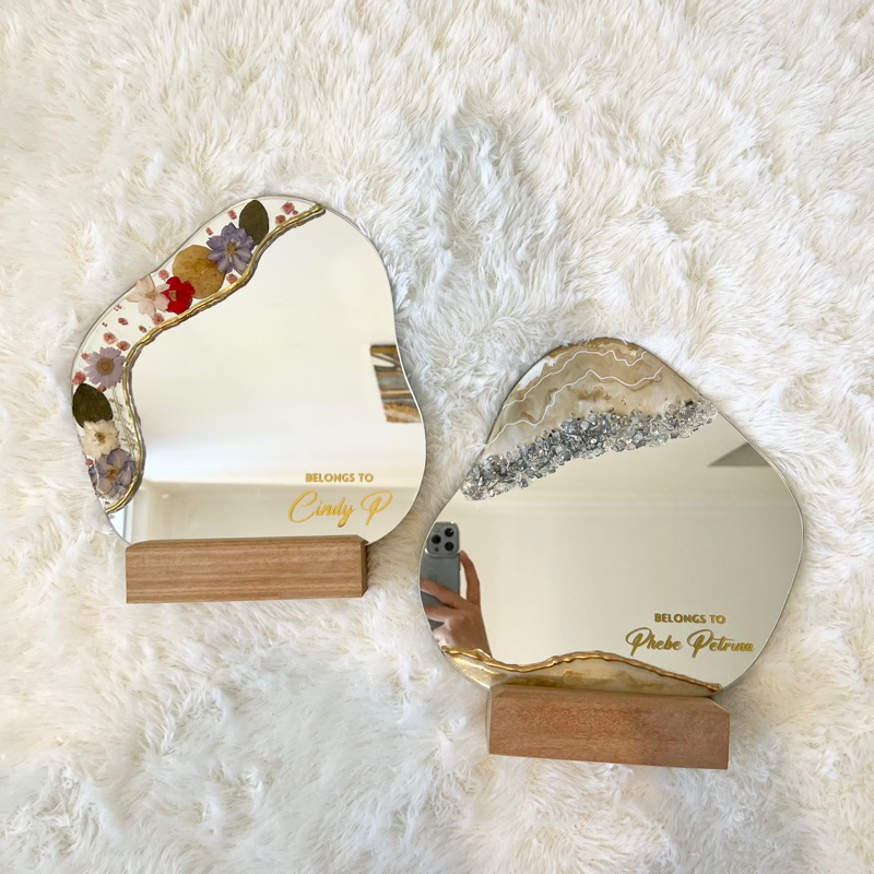 Cermin Resin Geode | Aesthetic Resin Mirror