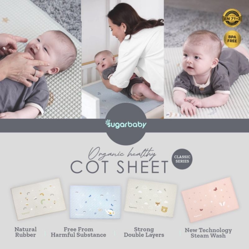 Sugar baby Organic Healthy Premium Air Filled Rubber Cot sheet - Perlak Bayi