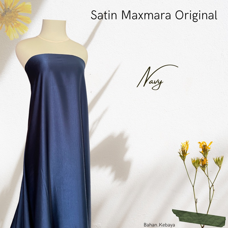 Kain Bahan Satin Saten Silk Lux Maxmara Premium Meteran Mewah Warna Biru Navy Blue