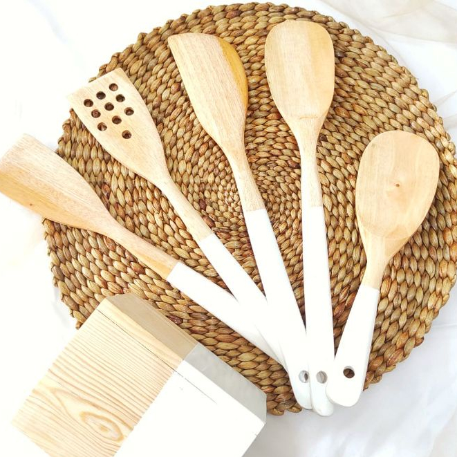 Spatula Kayu Set 4+ Centong - Spatula Kayu Jati Premium