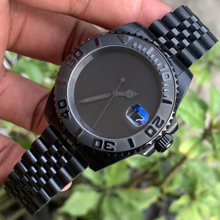 Mod Seiko Yacht Master NH35 Automatic Seiko Mod Full Black Chain