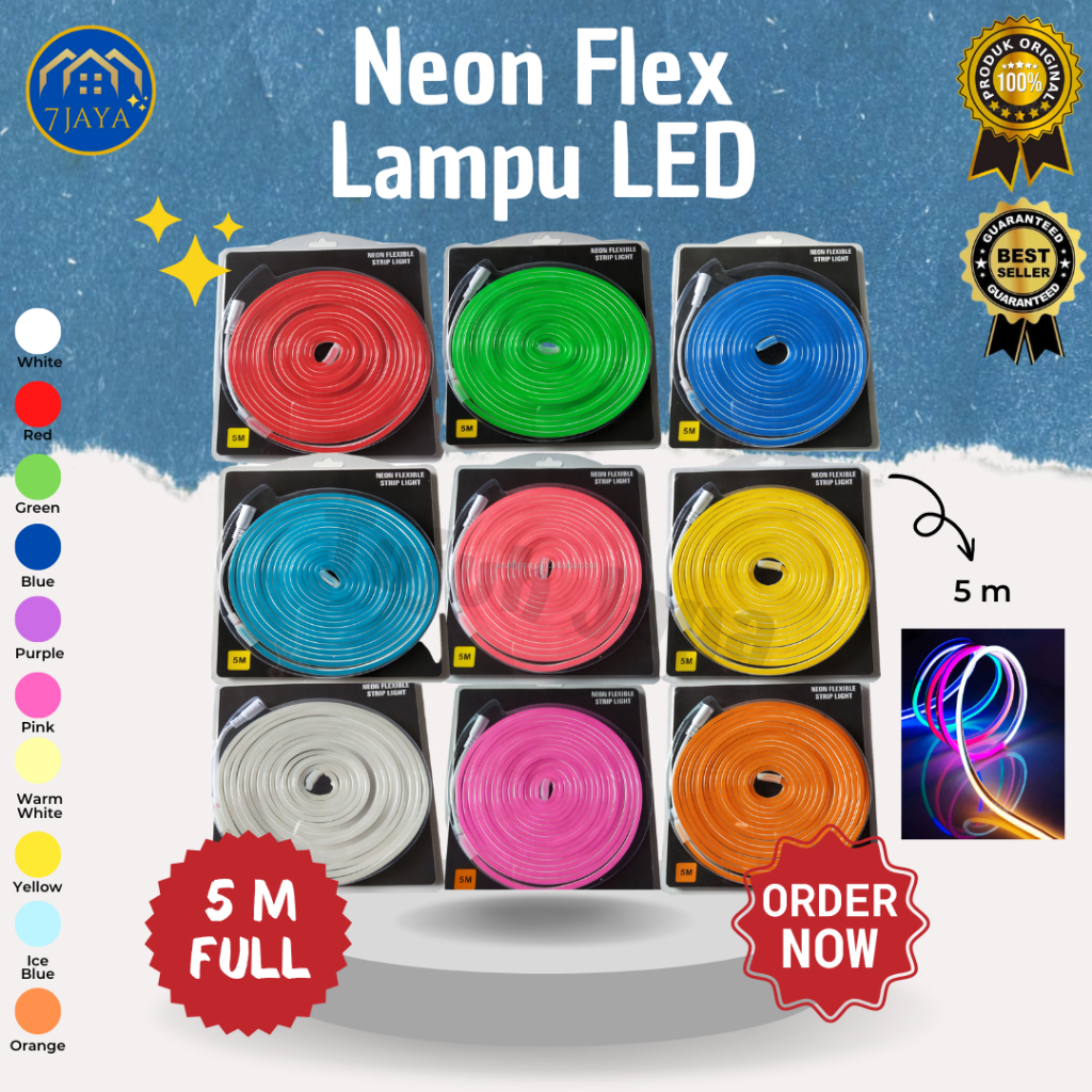 Neon Flex Lampu LED DC 12V 5 METER FULL