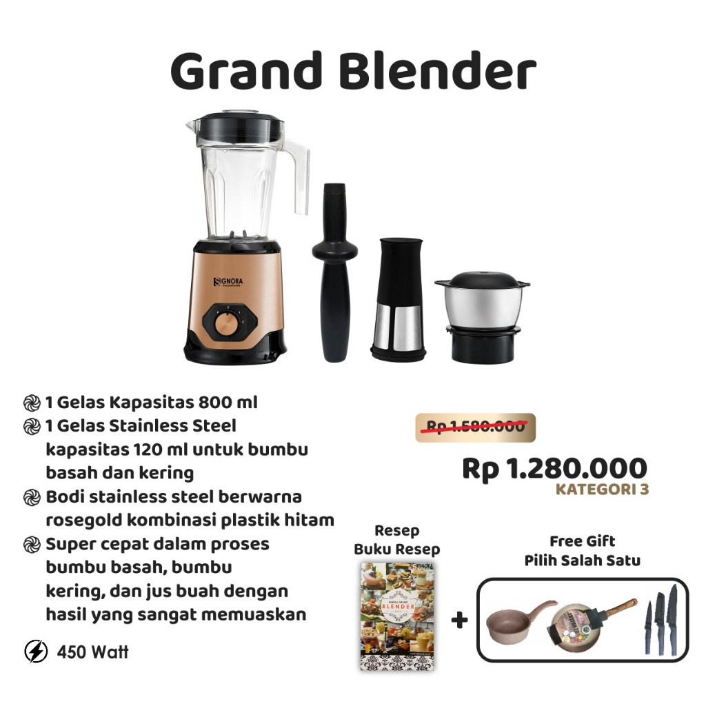 Grand Blender Signora / Blender Multifungsi Signora Rose Gold