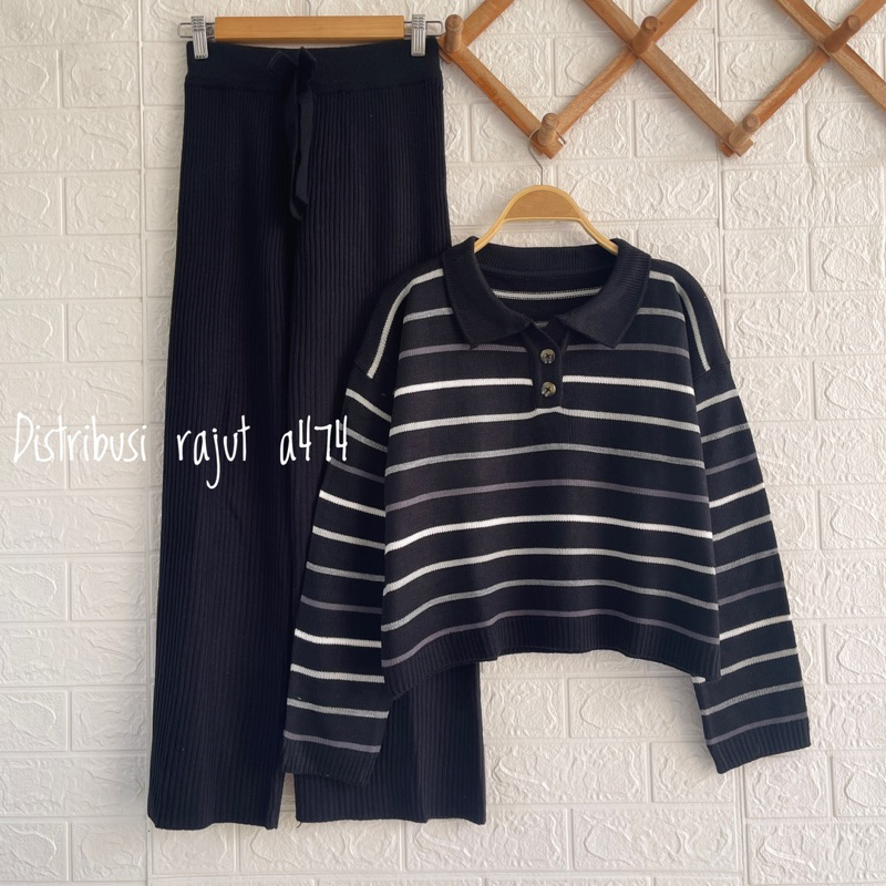 ONESET SWEATER RAJUT SAKURAI SETELAN CELANA KULOT RAJUT