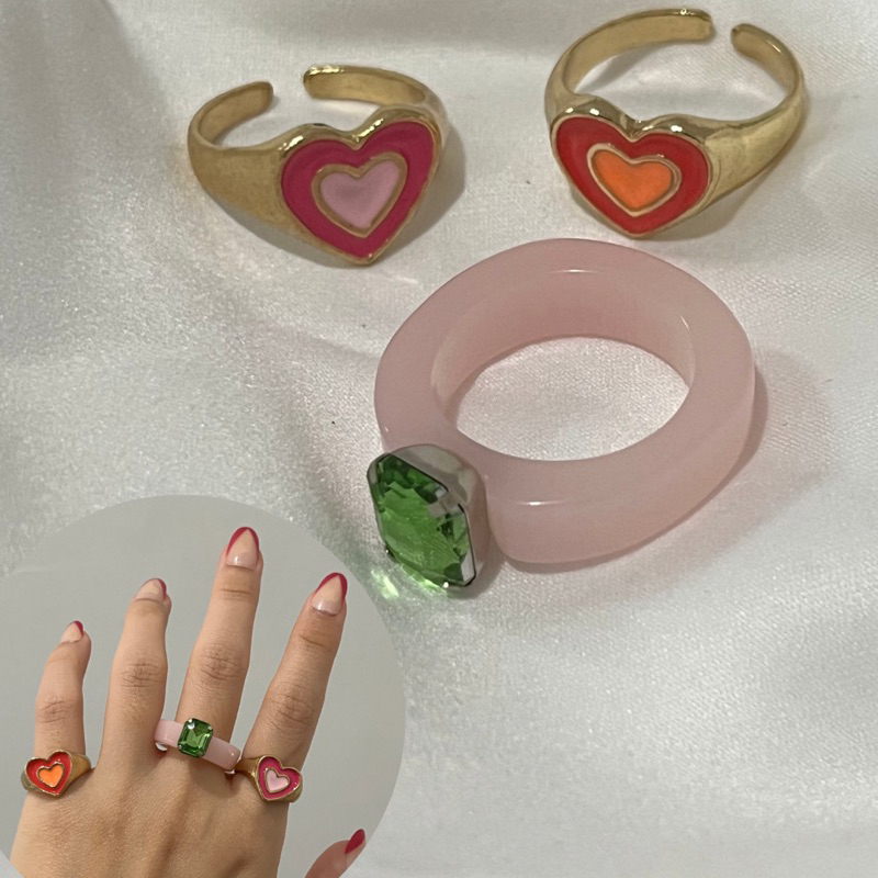 Ring Set / Ring Set Warna Warni / Cincin Manik / Acrylic Ring Set / Cincin Resin / Cincin Akrilik / Cincin set warna warni