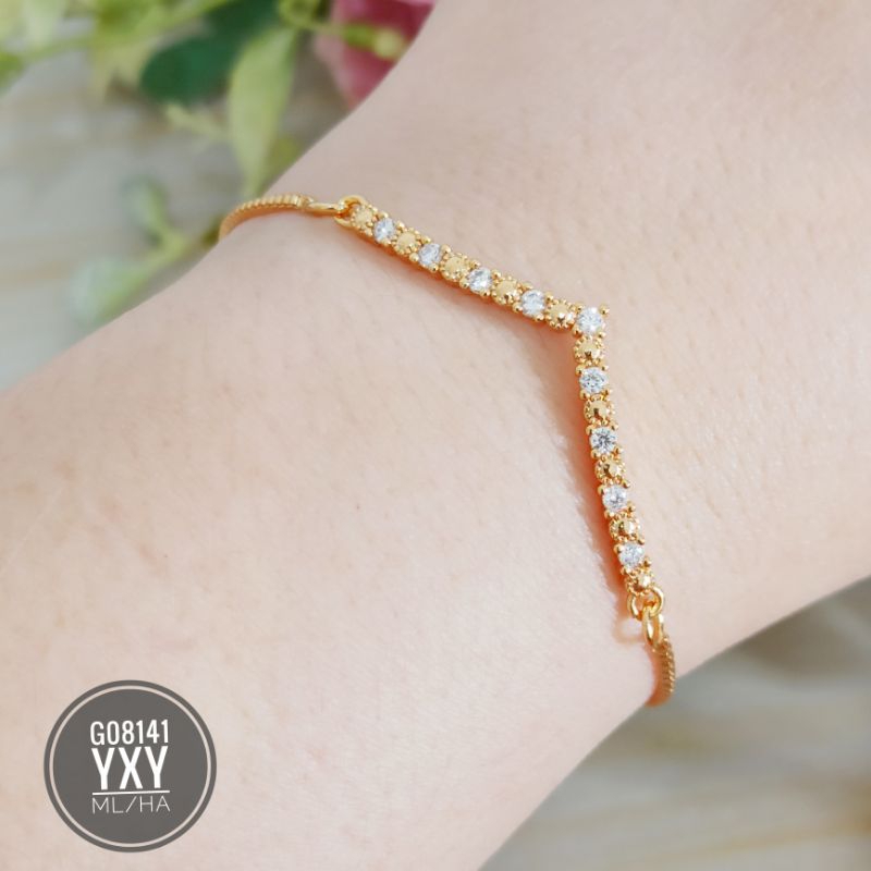 Gelang Serut Fuji yaxiya permata zircon gold G08141