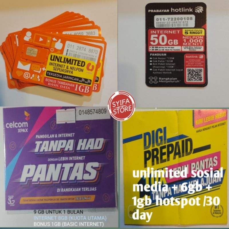 kartu Internet Malaysia DIGI | Maxis/HOTLINK | Celcom | umobile