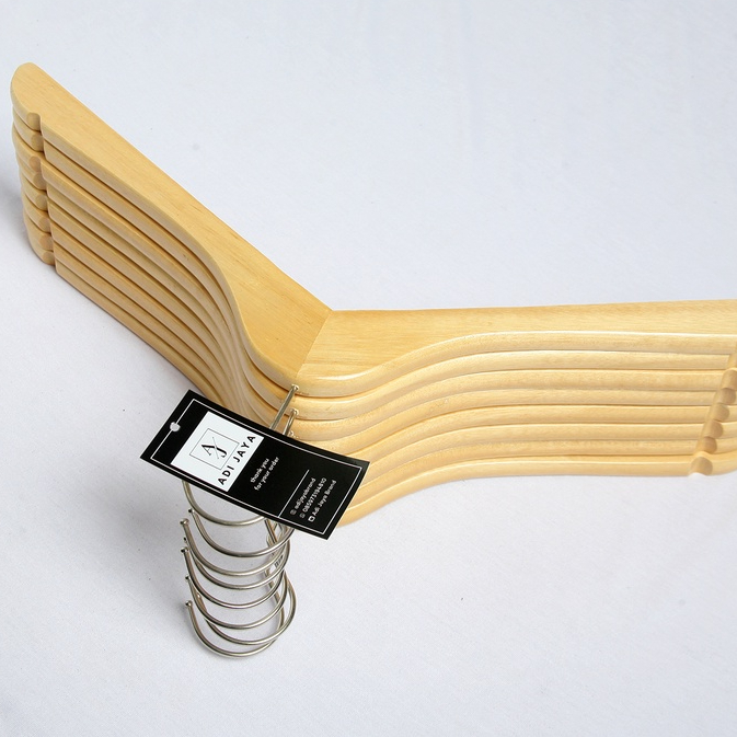 (PAKET 200 PCS) HANGER KAYU NATURAL KUALITAS PREMIUM / GANTUNGAN BAJU KUALITAS PREMIUM - DEWASA