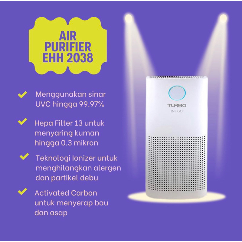 TURBO UVC Air Purifier infigo hepa filter