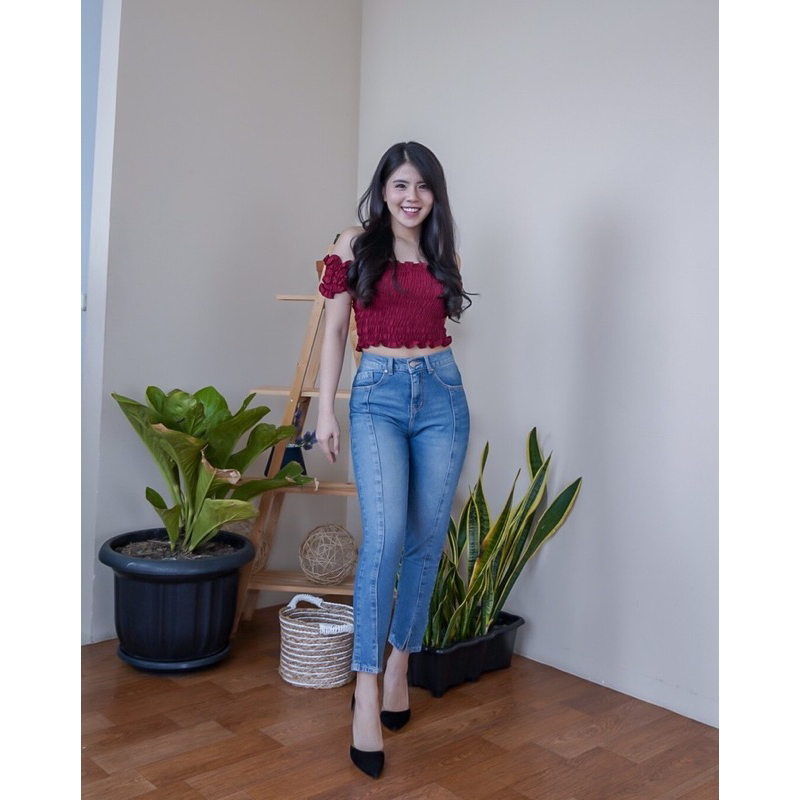 upgrade boyfriend jeans bahan karet