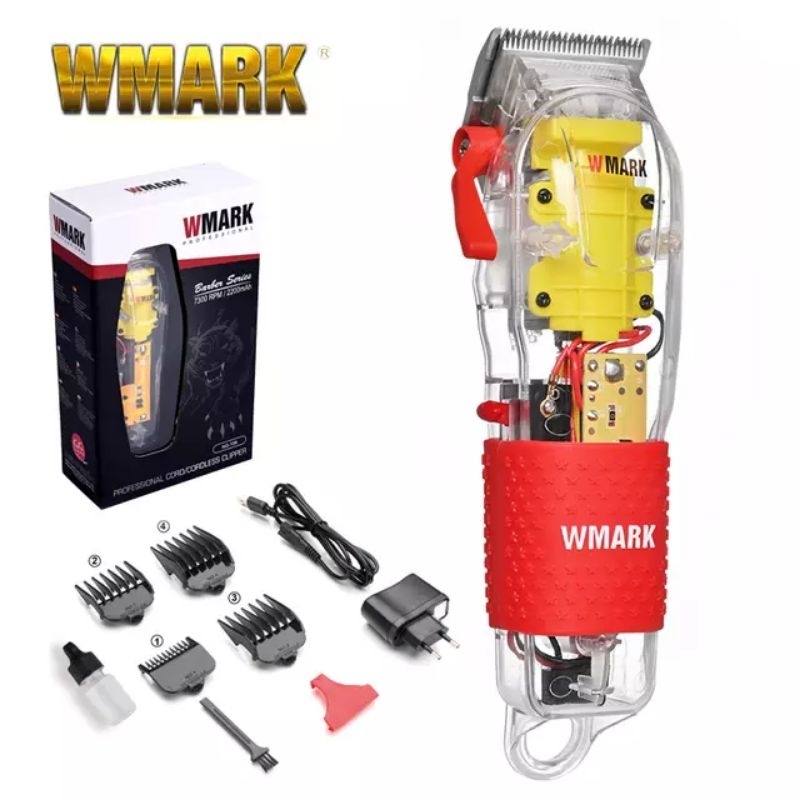 WMARK NG-108 / 129 TERBARU 7300RPM ORIGINAL TRANSPARAN HAIR CLIPPER / MESIN CUKUR RAMBUT PORTABLE ELEKTRIK TANPA KABEL