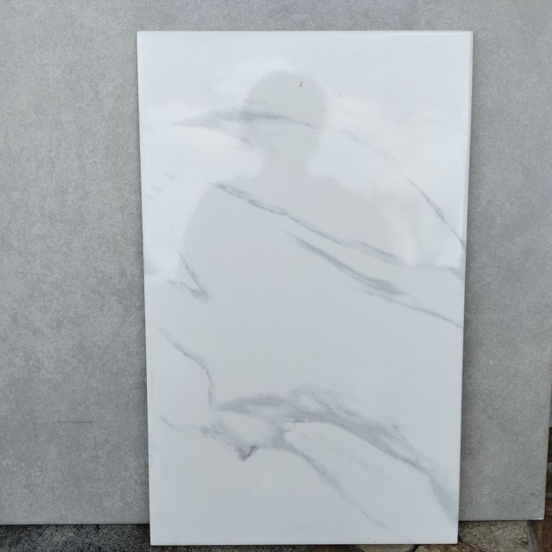 Jual Keramik Dinding Kamar Mandi 25x40 PUTIH GLOSSY MARMER ABU mul