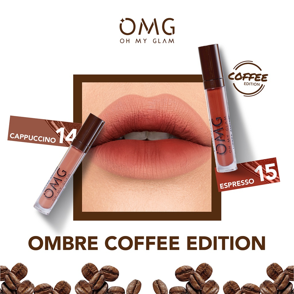 Paket Ombre Lips OMG | Lipcream OMG Ombre Coffee Edition| Lipcream OMG | Ombre OMG Lip Cream | Ombre Lips-Ombre 14+15
