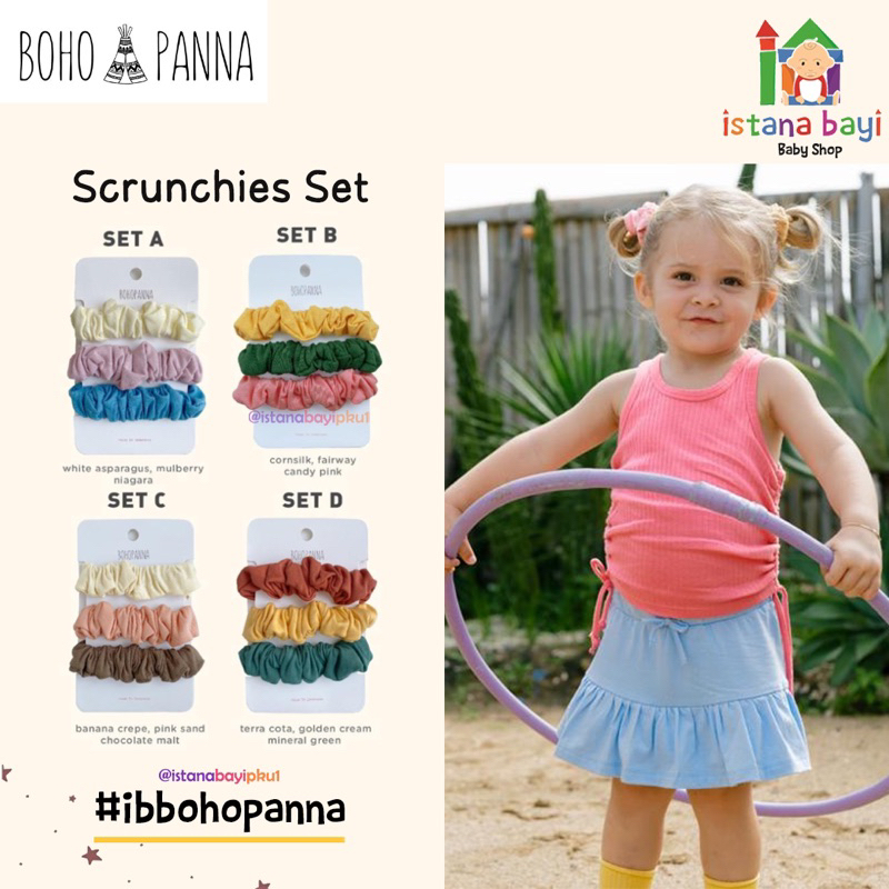 BOHOPANNA SCRUNCHIES SET  - IKAT RAMBUT ANAK ISI 3