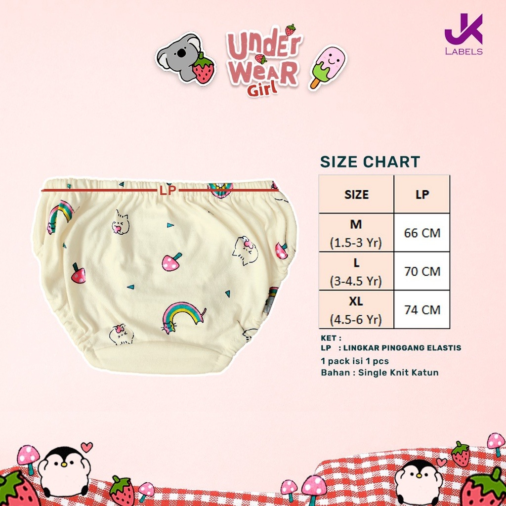 JK LABELS Girl Underwear Anak 1-6 Tahun/ Celana Dalam Anak/ Cd Anak