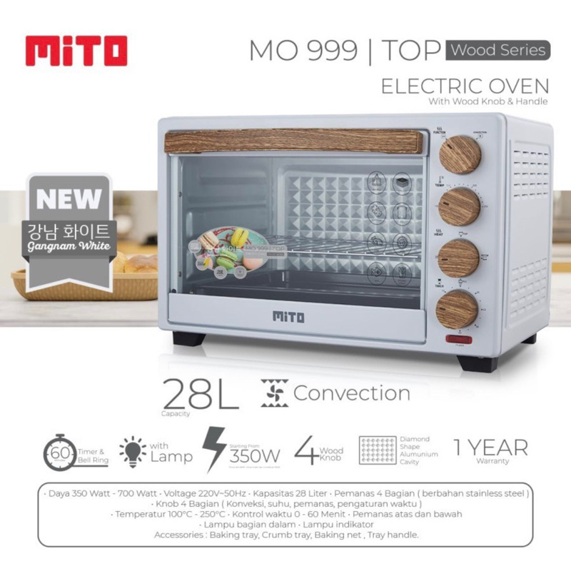 [ MITO ] Oven Listrik dengan Lampu MITO MO 999 TOP NEW 28L Low Watt - GARANSI RESMI