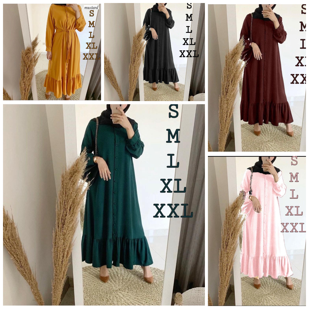 (COD) Gamis Remaja Wanita Terbaru Termurah Modern Busui Full Kancing