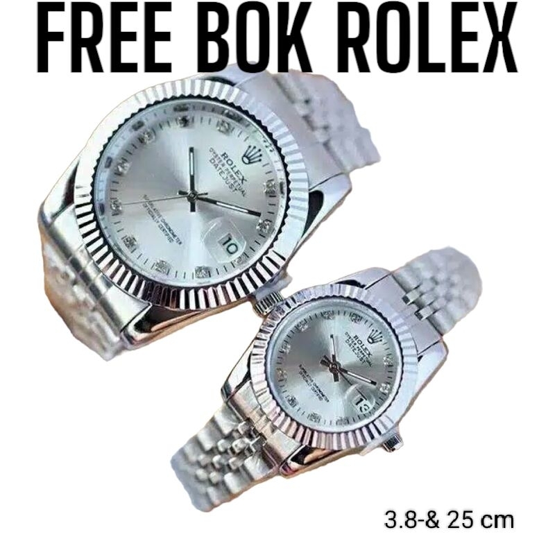 LEBIH KEREN COD!! Jam Tangan Couple Terlaris / Jam Tangan Rolex Stainless Steel Free bok rolex TERMURAH