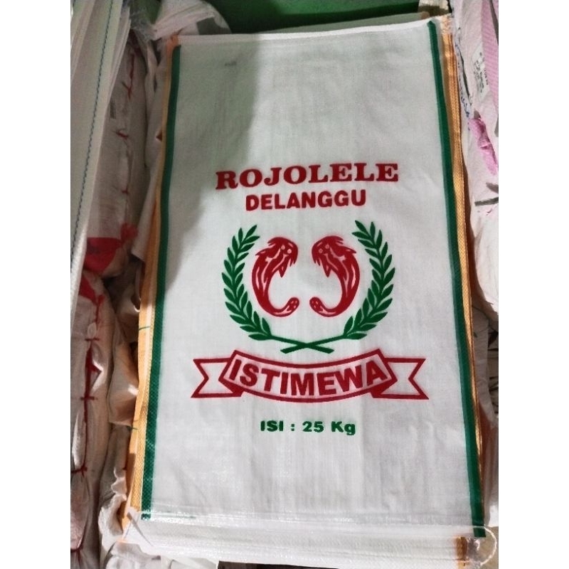 Karung Beras 25kg sablon rojolele isi 30 lembar / sablon 2 warna /Karung Baru/ Karung Murah