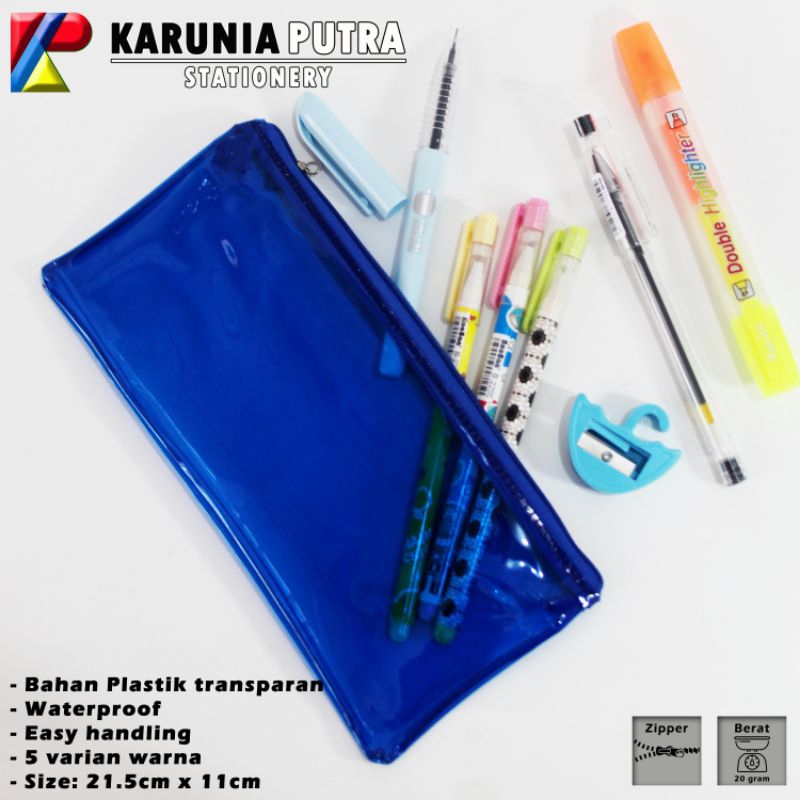 

Tempat Pensil Zipper Pouch Warna Transparan