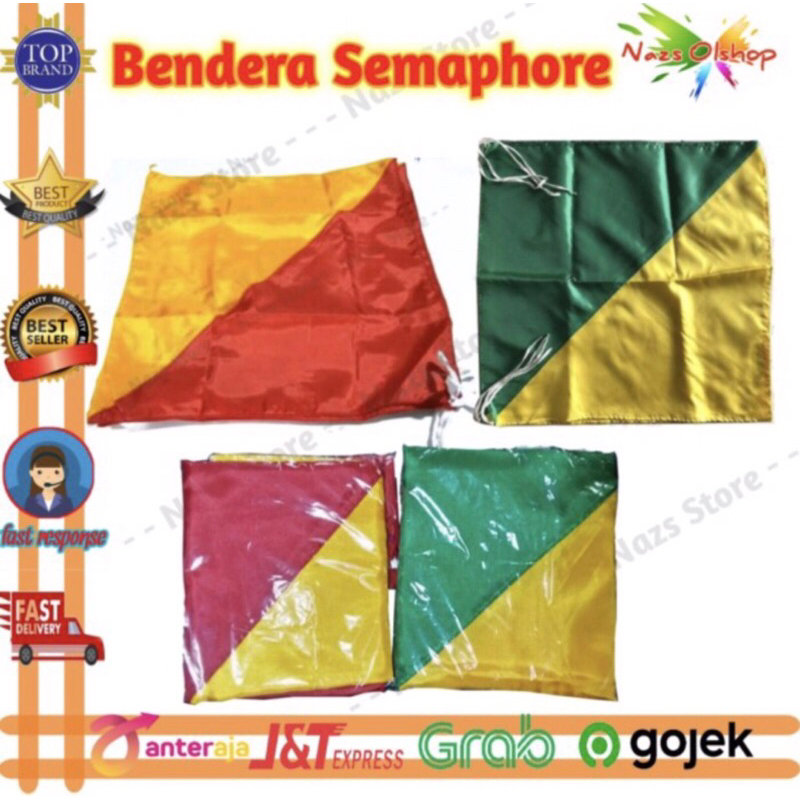 Bendera Semaphore Semapur Semaphor plus stik dua pasang dan bendera Hizbul Wathan Hisbul Wathan HW dua pasang