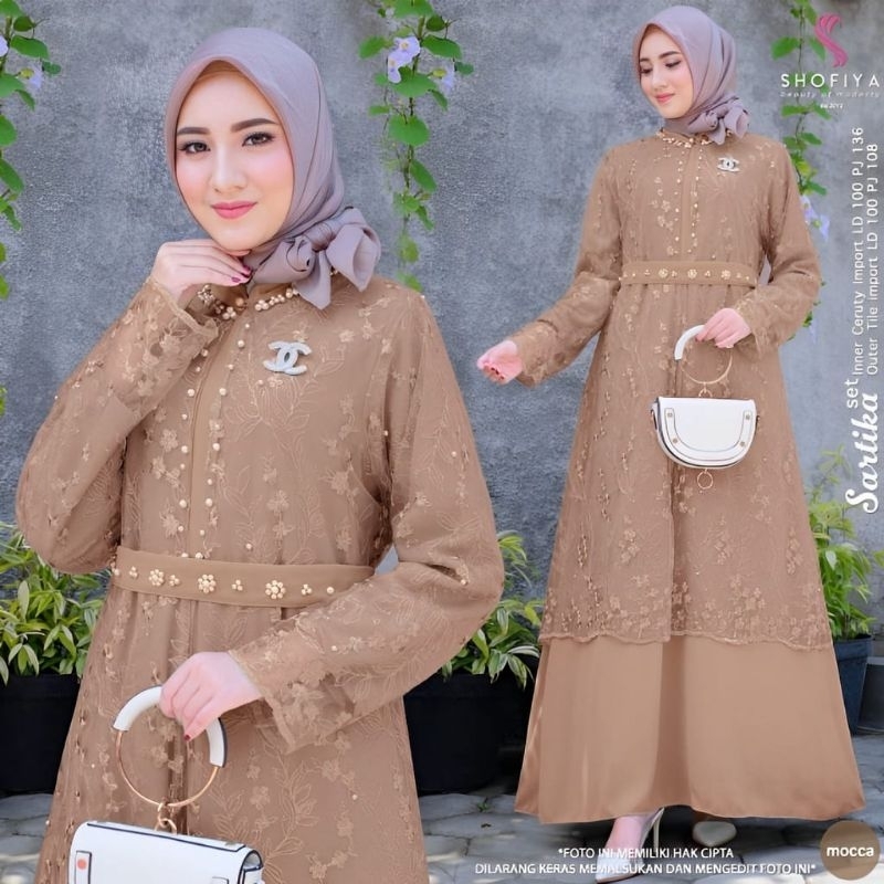 Gamis Muslimah Sartika Dress Aulia 2 in 1 Brokat Premium Dress Brokat Tile Kondangan Gamis Brukat Ga