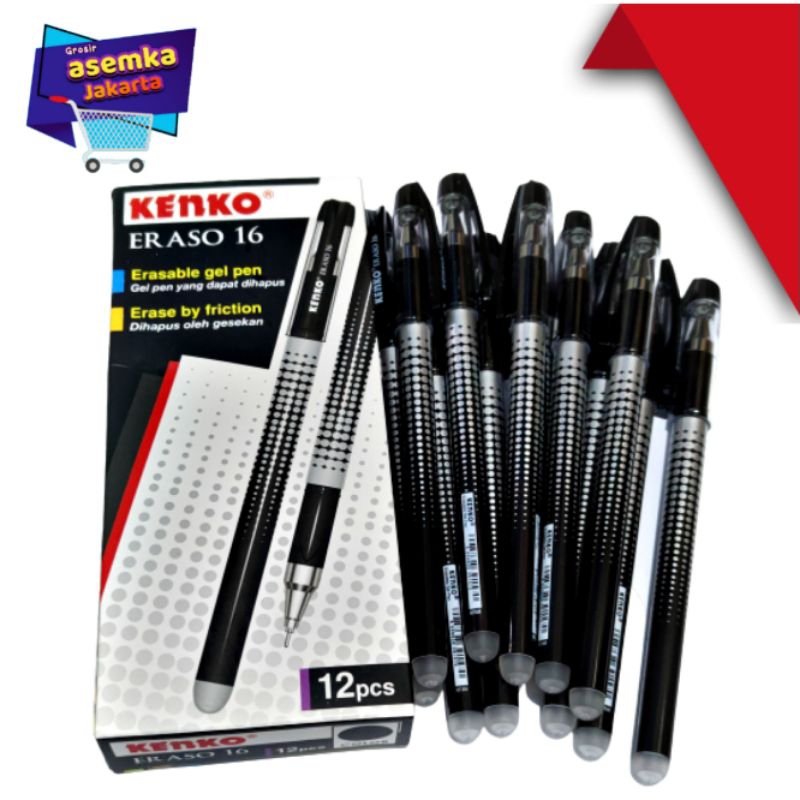 Bolpen Pulpen Eraso 16 Kenko Erasable Gel Pen Dapat Dihapus 12pcs