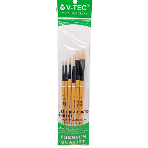 

V-TEC ART BRUSH VT101SN/6 / KUAS LUKIS SET 6 / KUAS LUKIS CAT AKRILIK