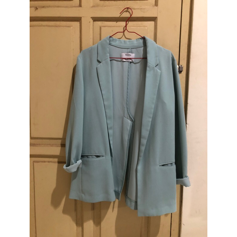 blazer bershka biru original preloved