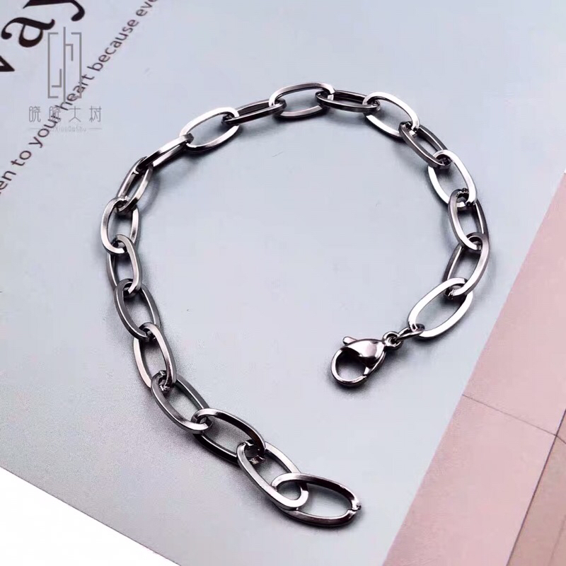 GELANG RANTAI TITANIUM PRIA WANITA PAPER CLIP MODEL KOREA