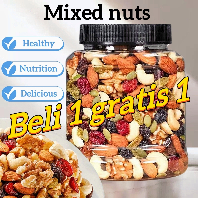 

（Beli 1 gratis 1）Mixed Nuts super nuts Instant Healthy Nuts Mixed Fruit Daily Nuts Dried Fruit Snacks Walnuts Dried Almonds Natural Nutrition Substitute Meal Nuts Healthy Diet 500g