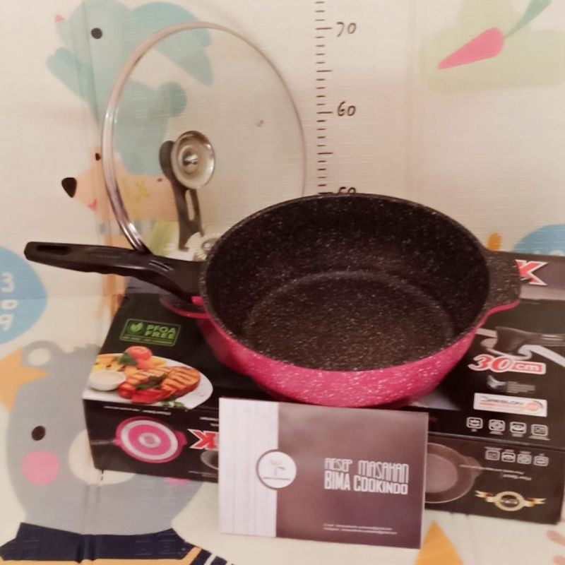 BIMA COOKINDO wajan anti lengket/cookware marble granite serbaguna/wokpan anti  marble granite 30 cm