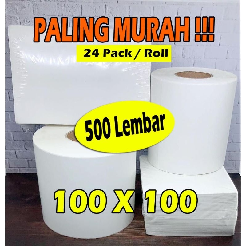 

24 roll/pack 100x100 Label Sticker Thermal / Direct Thermal Sticker / Kertas Thermal / Label Thermal / Kertas Stiker Resi / Kertas Printer Thermal / Stiker Thermal / Sticker Thermal 500pcs