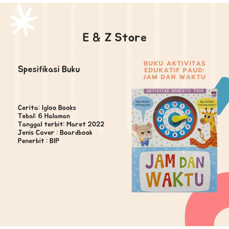 Buku Aktivitas Edukatif Paud: Jam Dan Waktu (Boardbook)