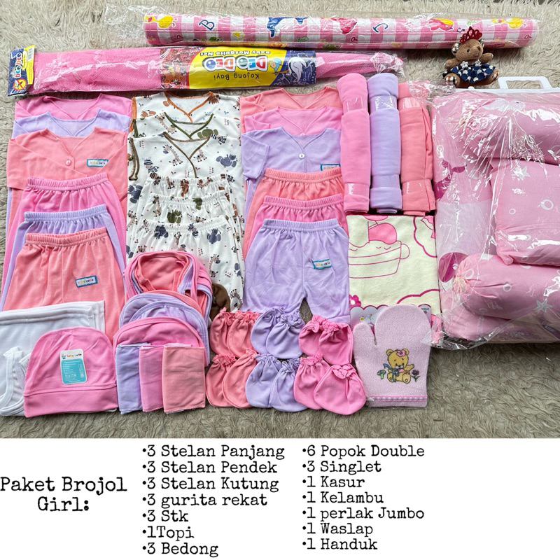 Paket Lahiran perlengkapan Baju Bayi celana gurita singlet topi handuk waslap perlak bedong kelambu popok sarung tangan kasur Baru Lahir, 3-6 dan 6-12 bulan BOY dan GIRLS SNI promo 8.8