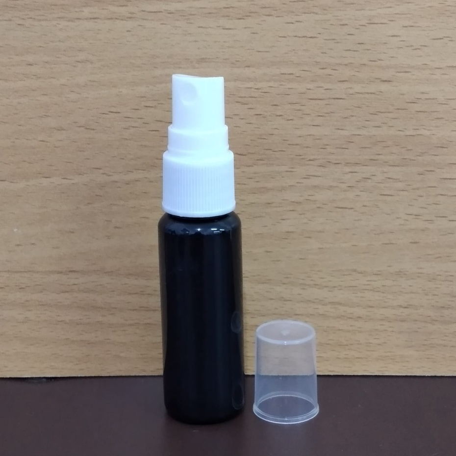 Botol plastik PET 20ml BR hitam tutup spray