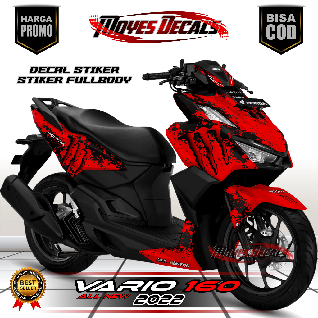 Decal Sticker New Vario 160 Hayabusa Monsters Racing Merah