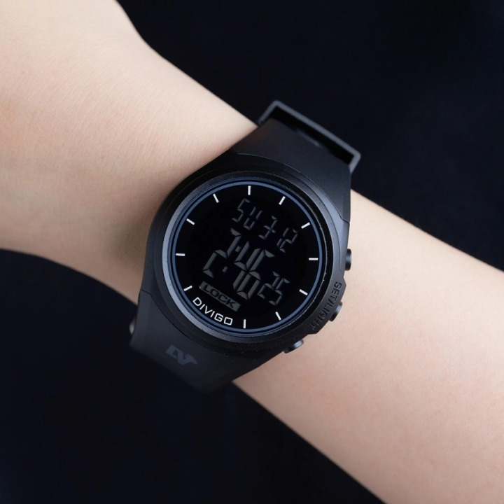 Jam tangan digital sport divigo 2107 pria rubber hitam gelap