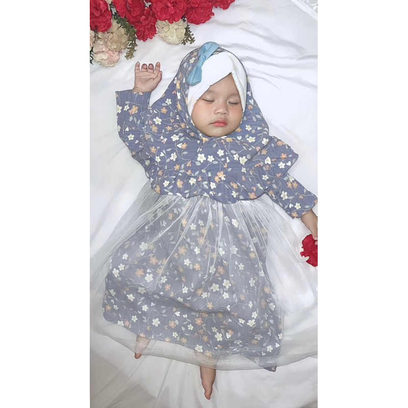 gamis bayi anak balita baju dress muslim anak perempuan set muslim baju lebaran anak balita MISHAEL gamis dress gamis anak tile