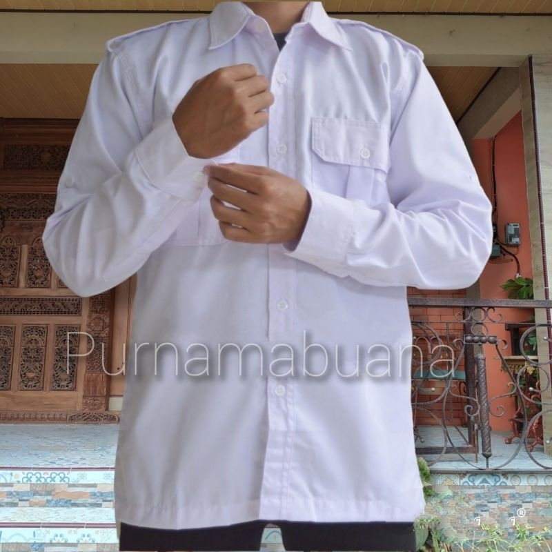 Hem baju PDH/PILOT/KERJA putih lengan panjang &amp; pendek