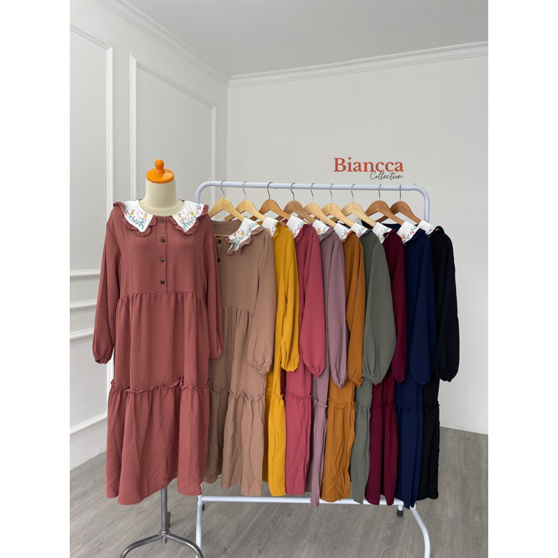 MIDI DRESS VIONA MIDI DRESS KERAH BORDIR MIDI BUSUI BUMIL MUSLIM