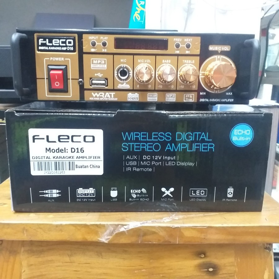 COD POWER AMPLIFIER WIRELESS DIGITAL STEREO FLECO D16//AMPLI KARAOKE USB/MP3 PLAYER FLECO F-D16