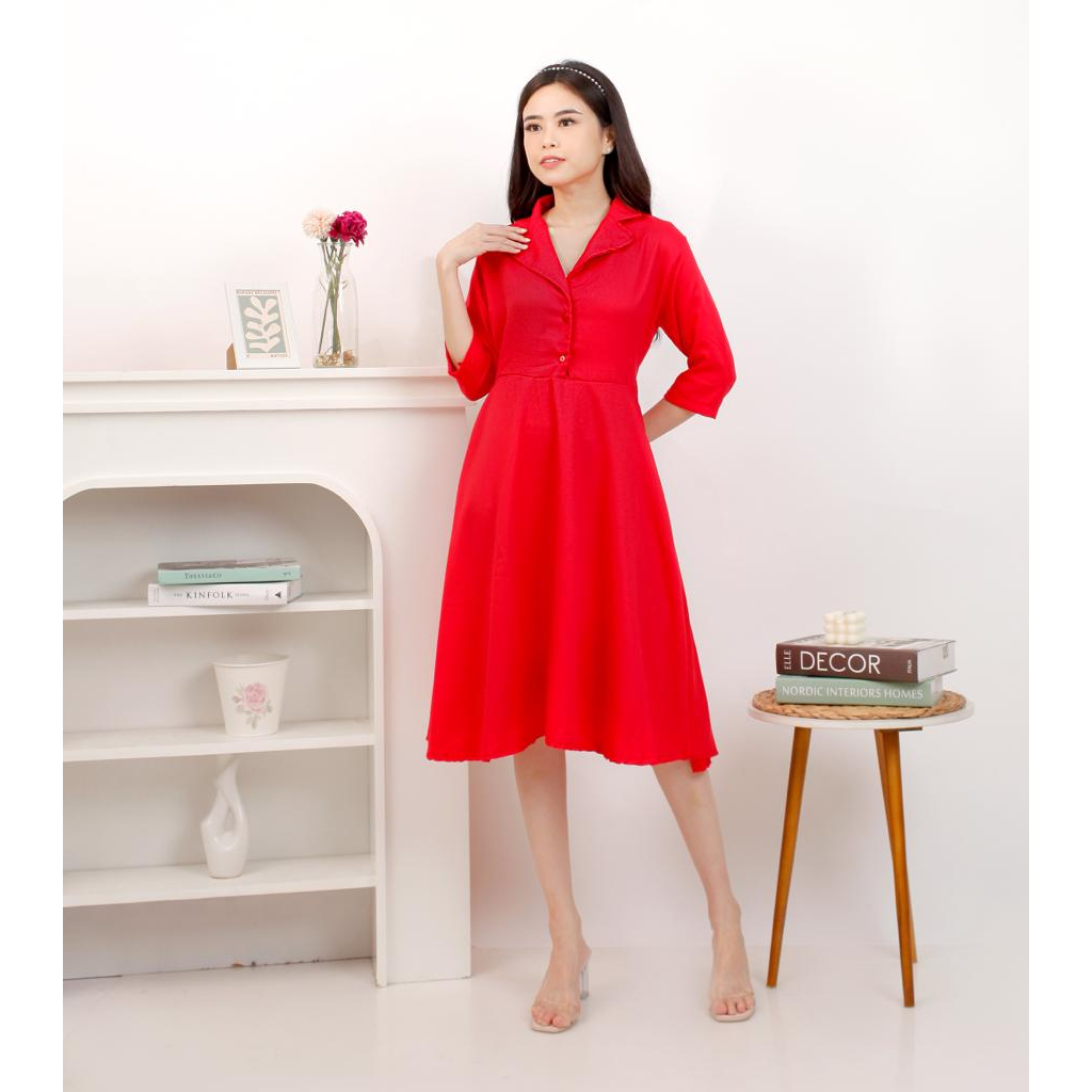 Toply shop Dres wanita via lD 98 CM PJG 100 CM / Dres wanita